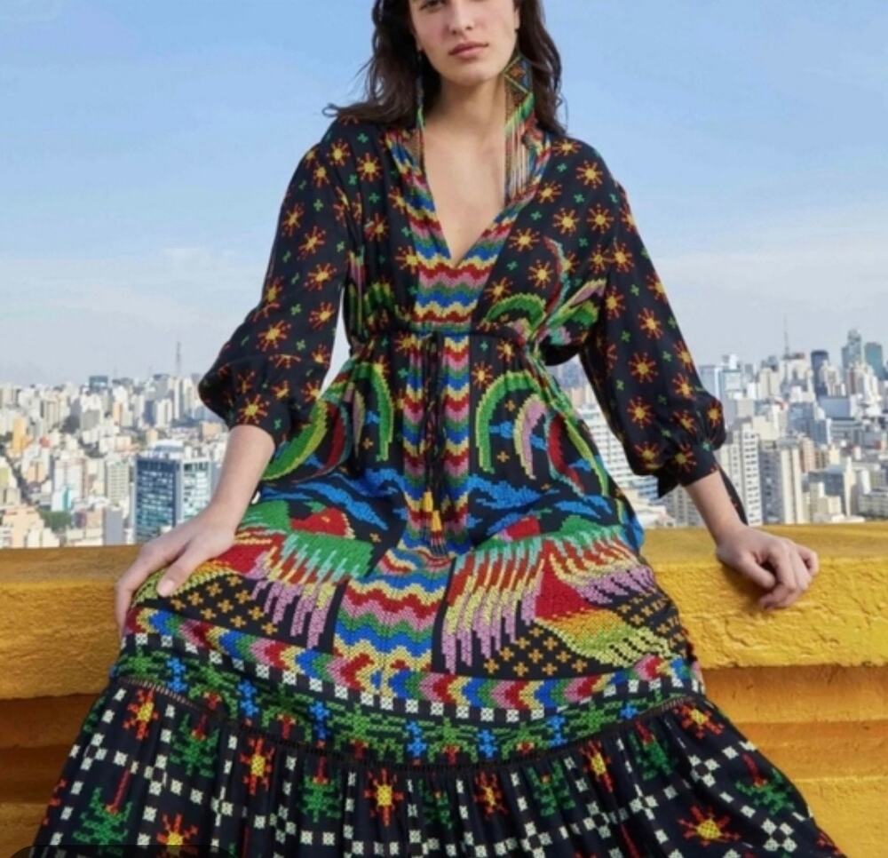 Anthropologie Farm Rio Macaw night maxi dress size large
